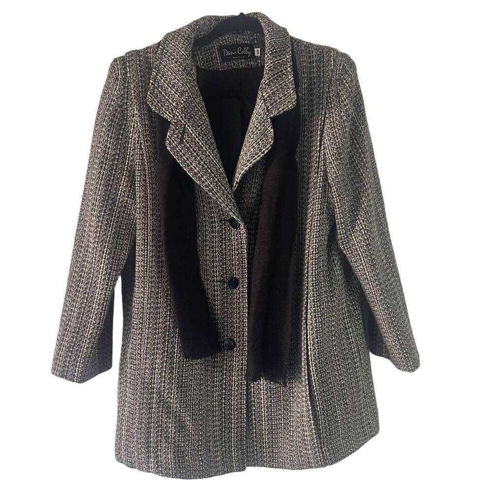 Dani Colby Vintage 90s Plus Size‎ 18W Tweed Button Up Trench Coat